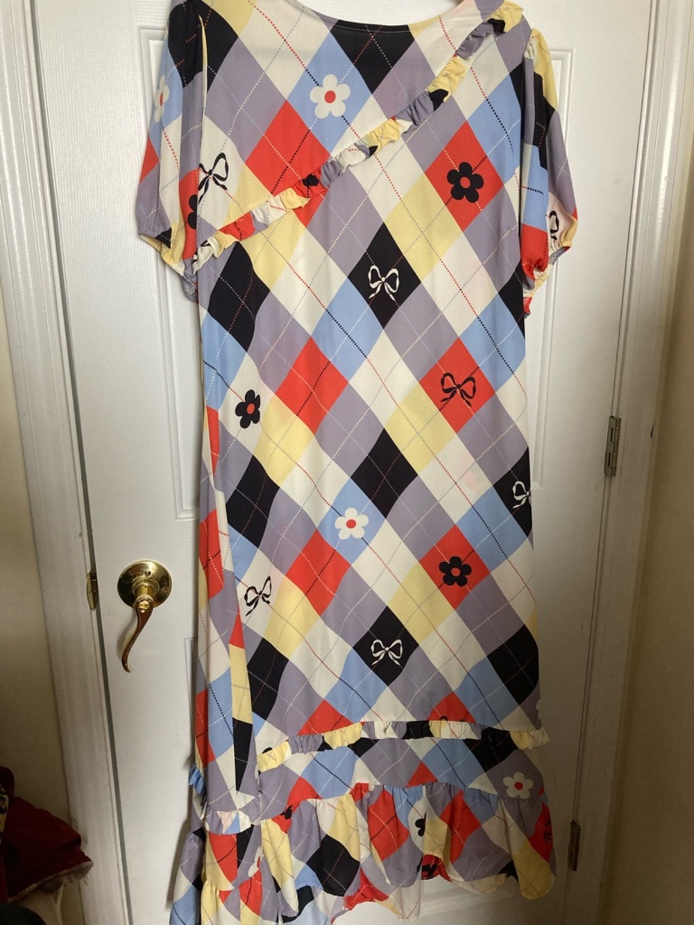 Lisa Says Gah Multicolor Argyle Floral Midi Dress